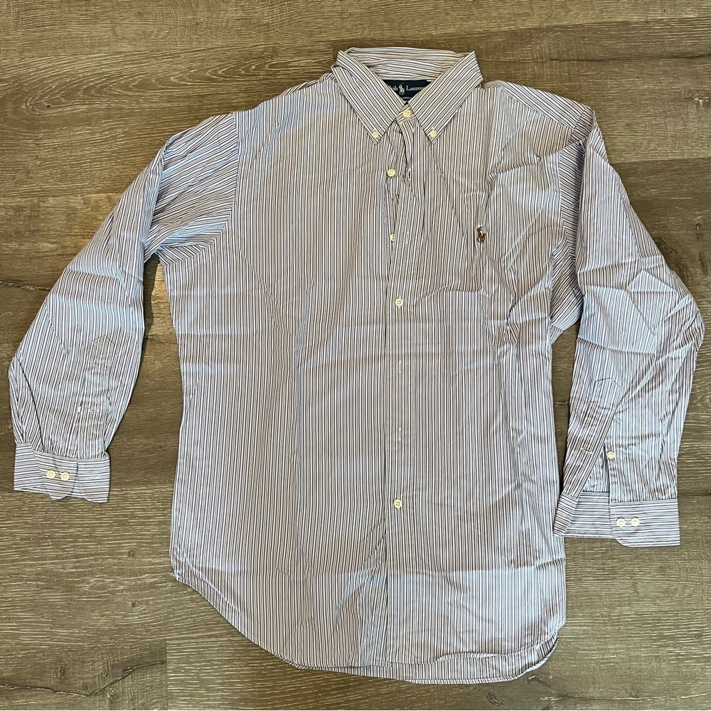 Ralph Lauren Men’s Blue and Green Dress Shirt Size 16.5